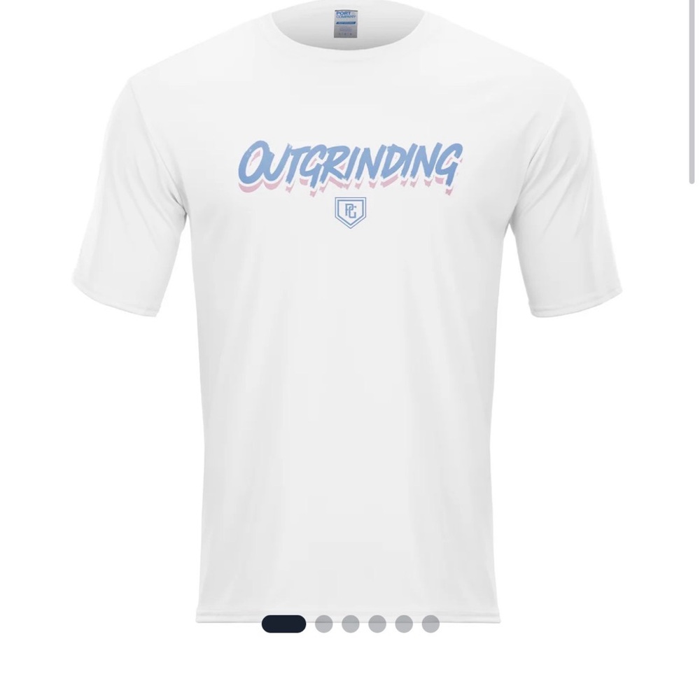 NWT Perfect Game Outgrinding White performance tee size large